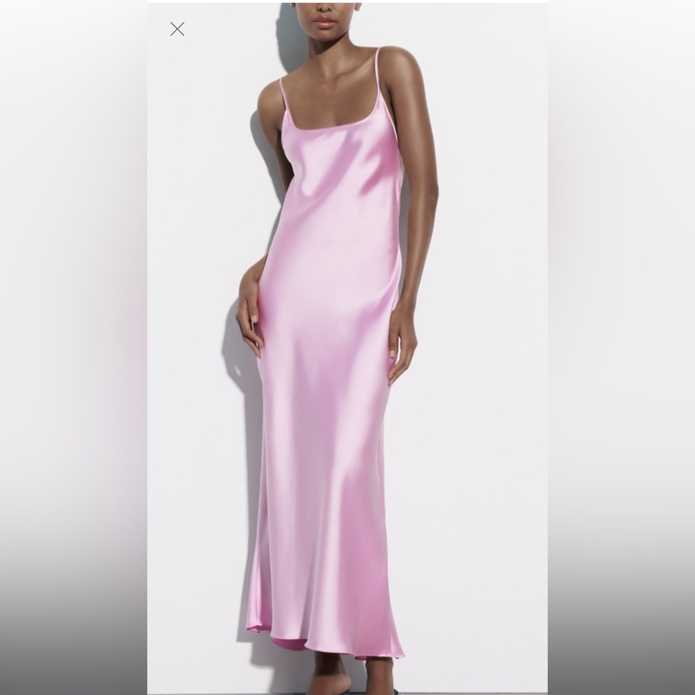 Zara SATIN EFFECT MIDI SLIP DRESS